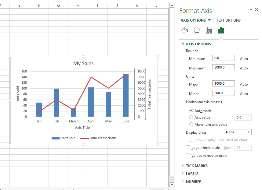 Combo Chart - Expand the Number Category.